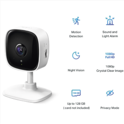 Cámara IP Wi-Fi para hogar, 2 megapíxeles, audio doble vía, visión nocturna