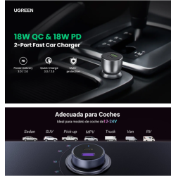 Cargador de Auto 42.5W | Puerto USB-A y USB-C | Carga Rápida