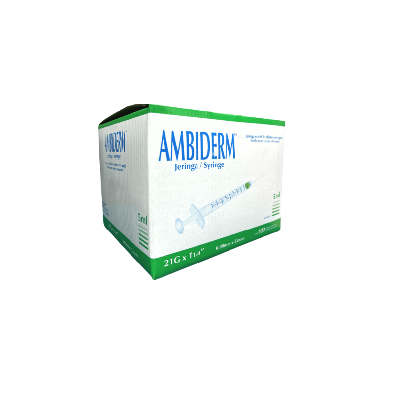 JERINGA DE 5ML 22GX32 CAJA CON 100 PIEZAS AMBIDERM