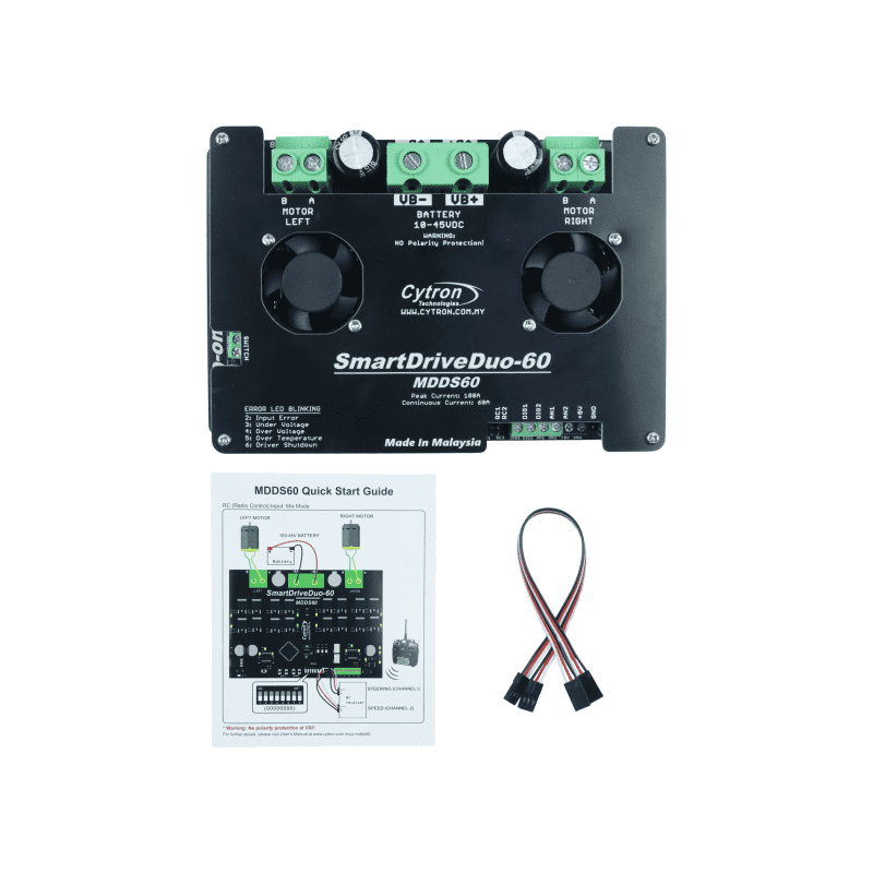 Controlador de Motor DC 60A 7V–45V SmartDrive de 2 Canales